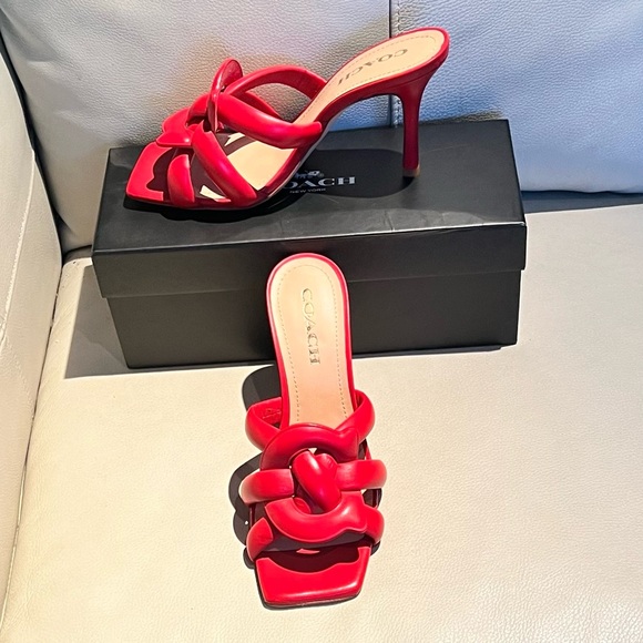 Coach Vibrant Red Heeled Sandals - Picture 1 of 2